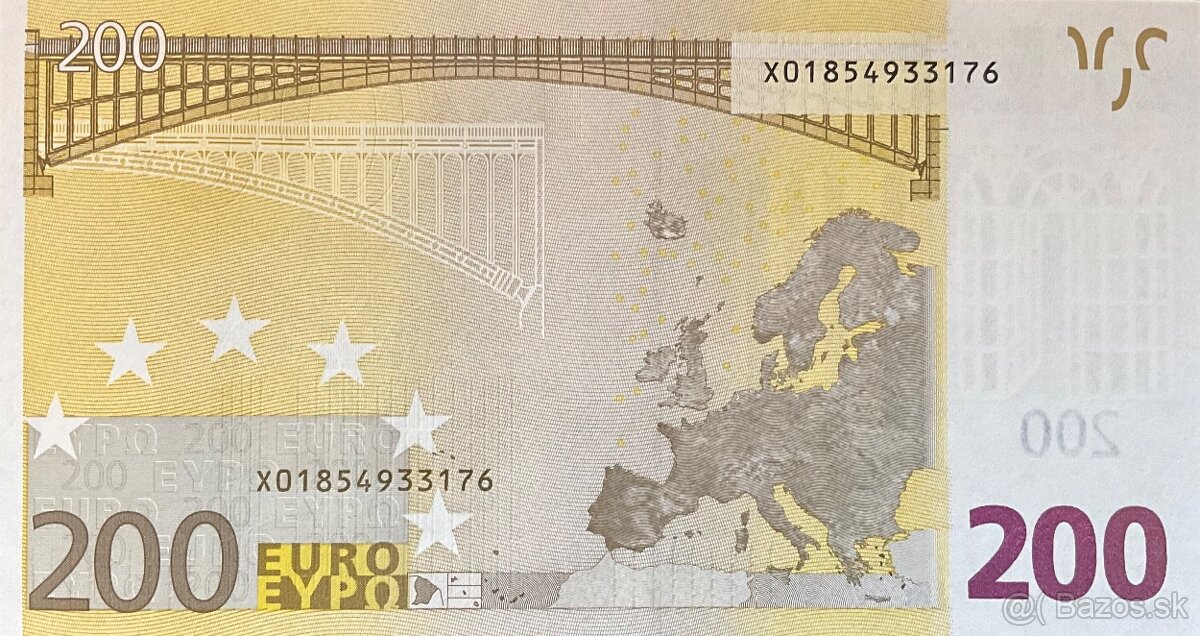 Predám 200€ bankovku z roku 2002, séria "X" v (UNC) - 2