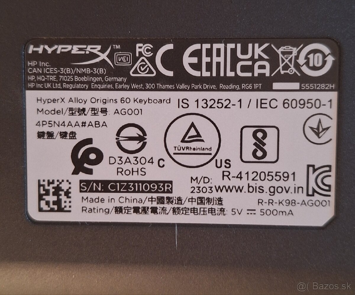 Klávesnica HyperX Alloy origins 60 - 2
