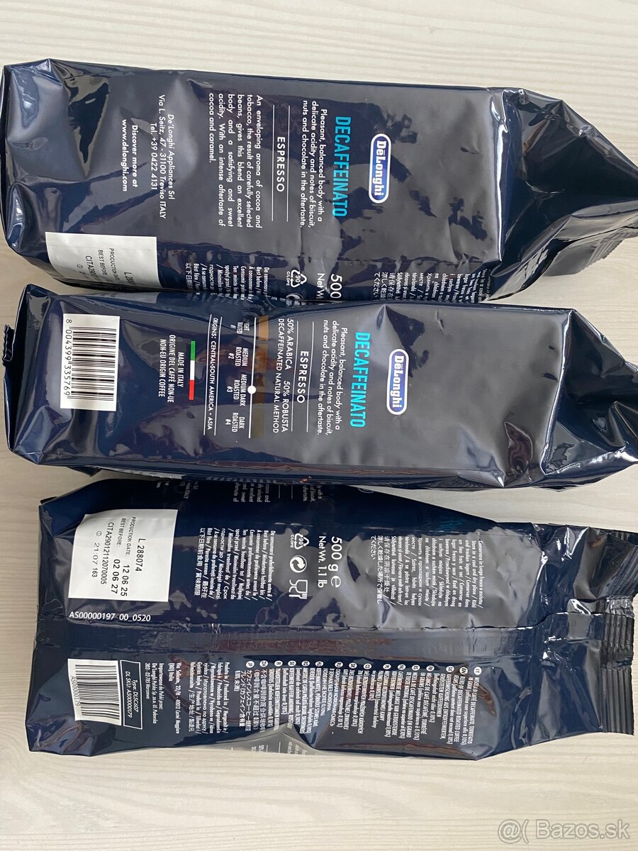 Bezkofeinová zrnková káva De’Longhi - 2