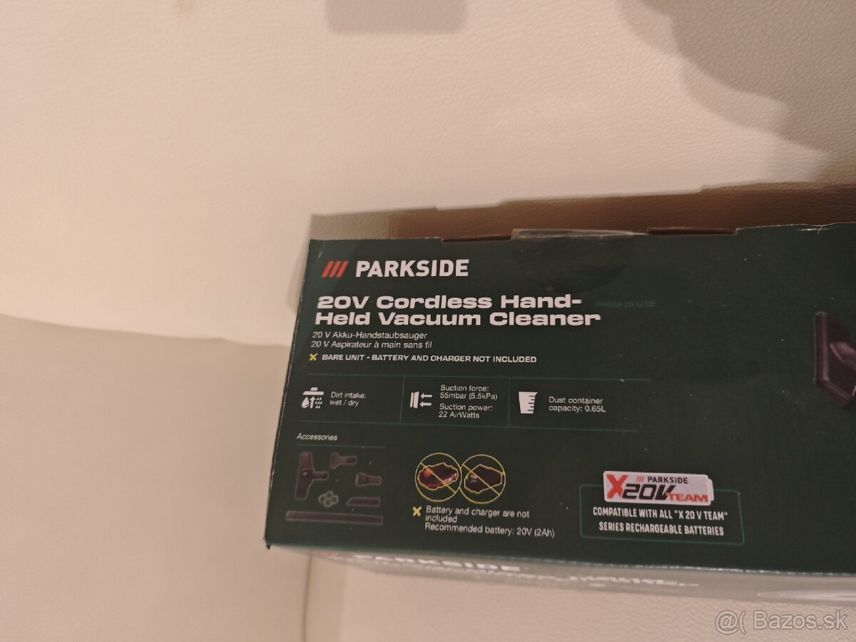 Aku ručný vysávač parkside 20v - 2