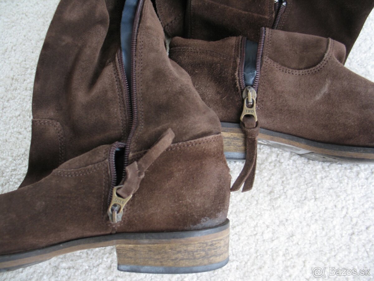 HILFIGER hnedé kožené dámske čižmy v.39 - 2