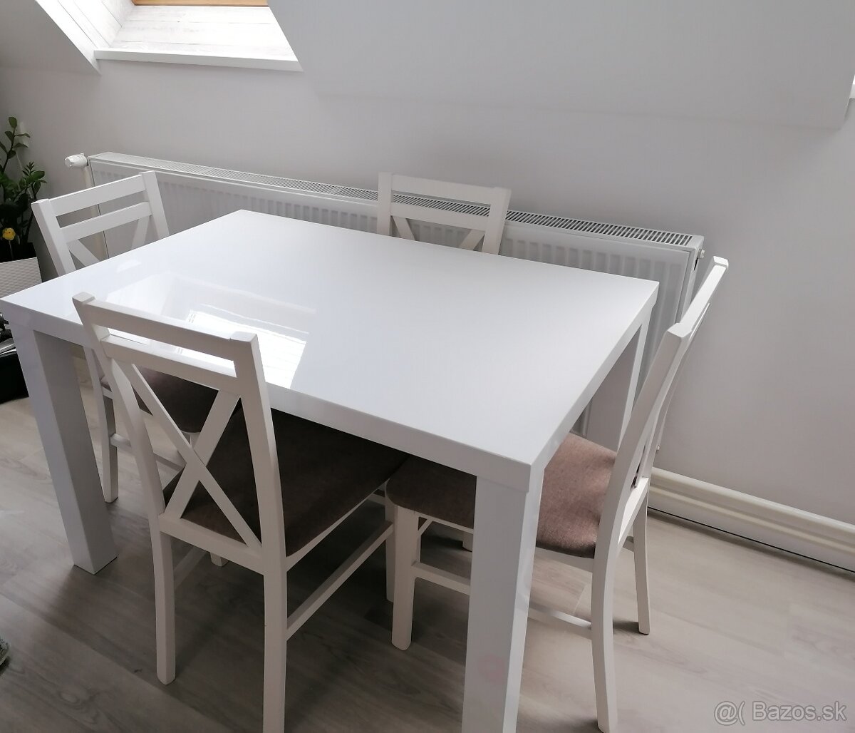 Jedálenský stôl 120 x 80 biely lesk - 2