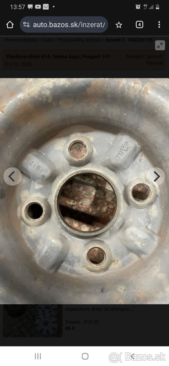 Toyota aygo,peugeot 107,c1 disky - 2