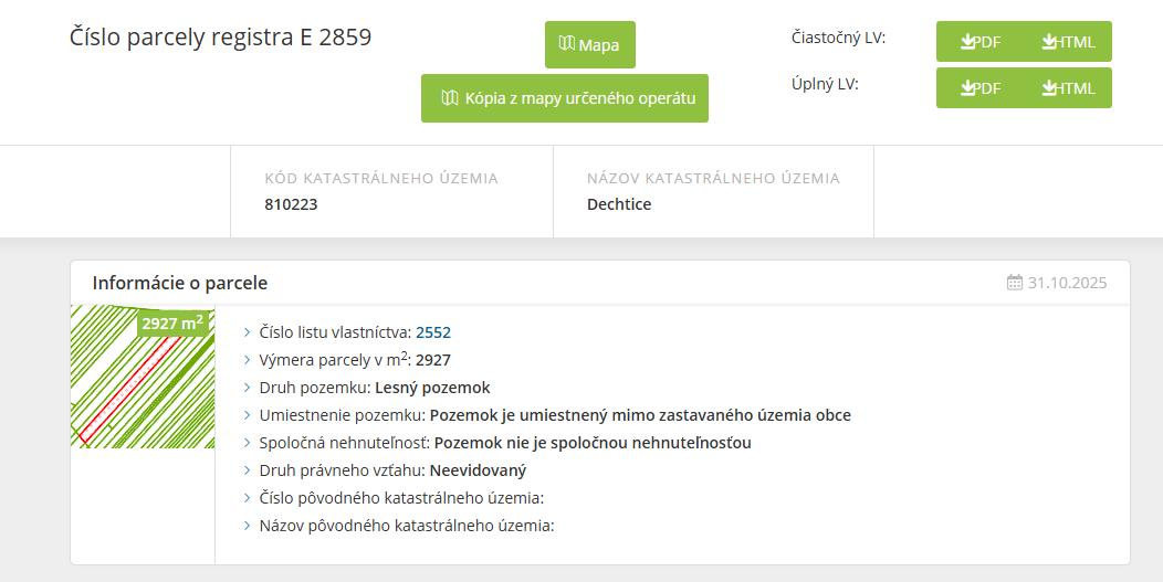 Prodej spoluvlastnického podielu lesného pozemku Dechtice - 2