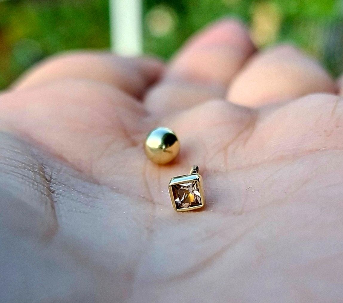 Zlatý pearcing obojstranný 585 - 2
