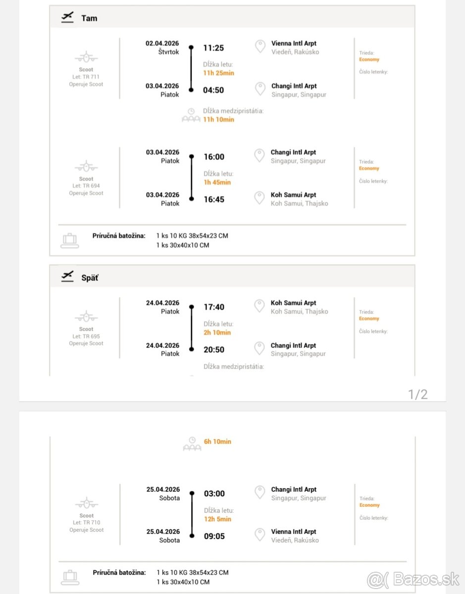 Odpredam letenky - 2