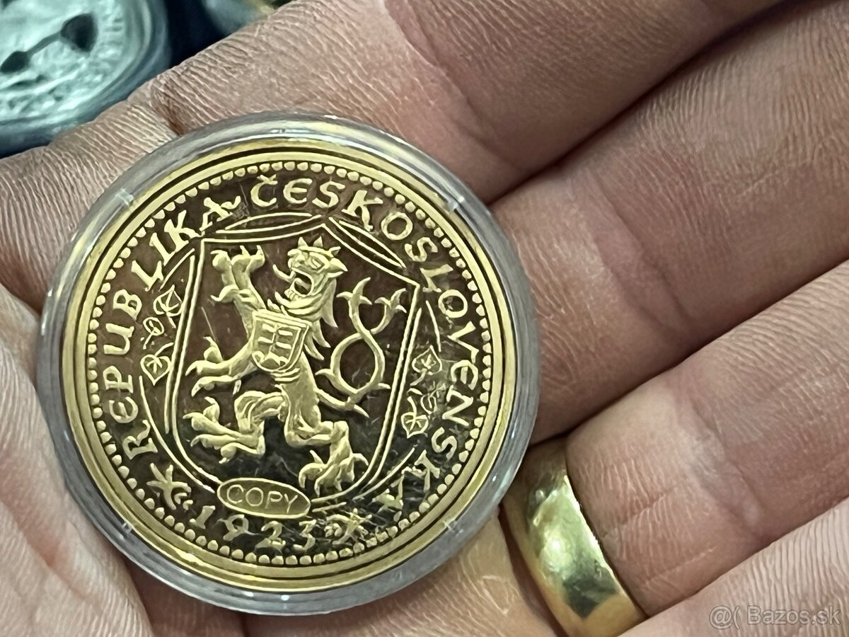 Predám 5x pozlátené a postriebrené mince na foto. - 2