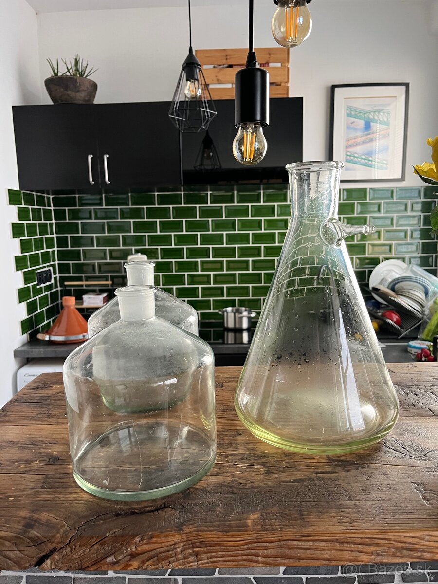 Chemické/ labiratórne sklo I retro I dekorácia I váza - 2