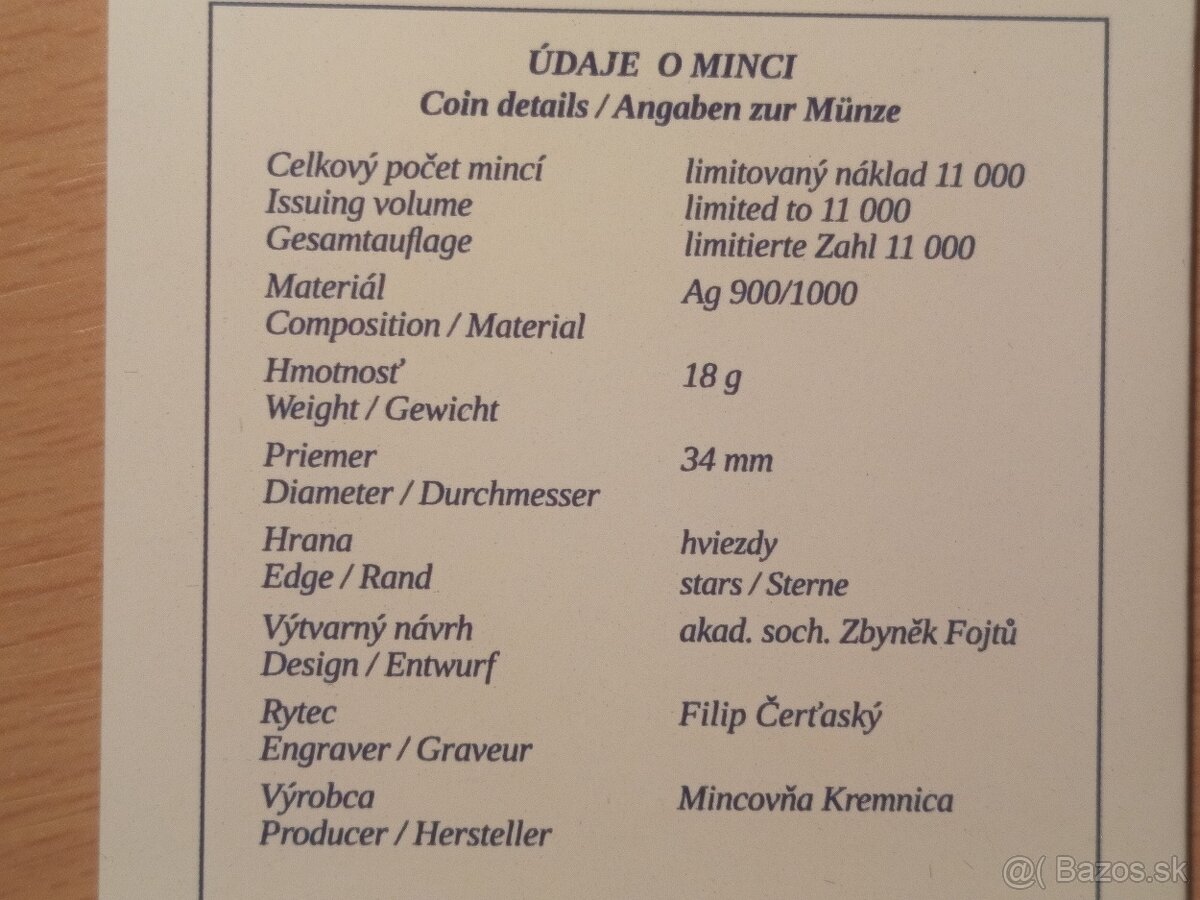 10 rokov eura 2019 PROOF – Investičné striebro - 2