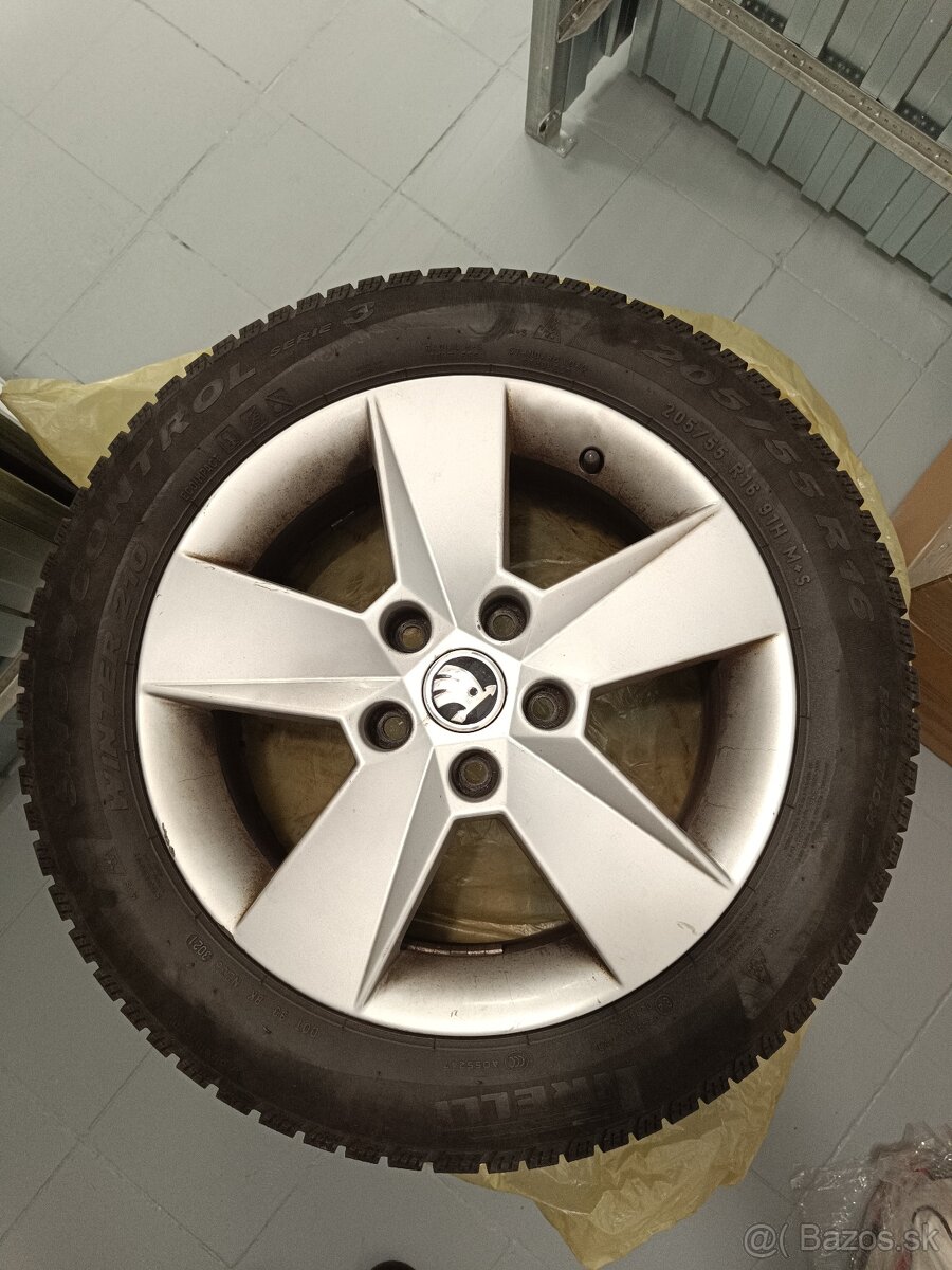 Originál Škoda R16 elektróny 5x112 + Zimné gumy 205/55 - 2