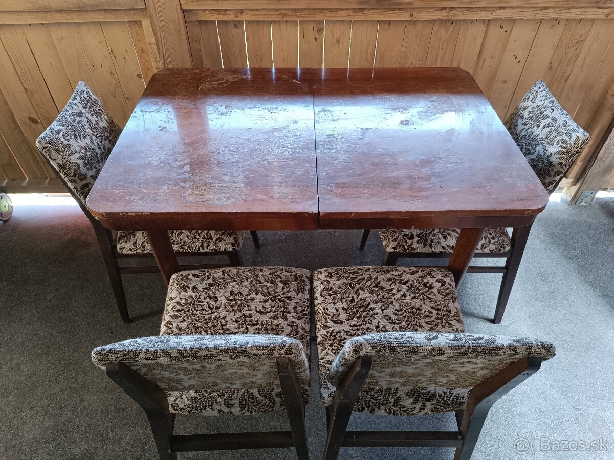 Retro stôl + 4 stolicky - 2