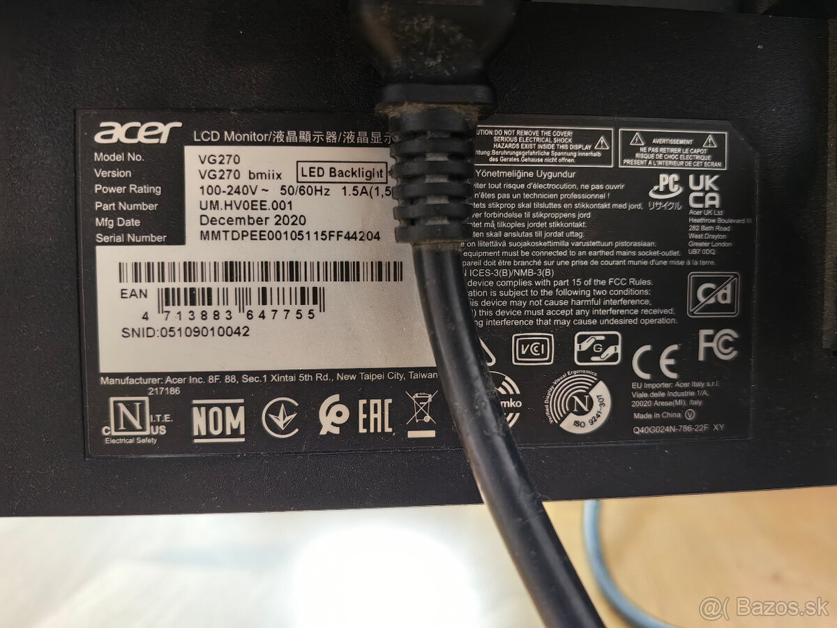 Acer Nitro VG270 27" 1920x1080@75Hz IPS LED FreeSync - 2