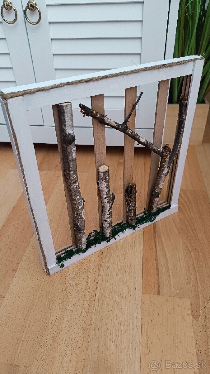 Handmade originálna drevená Eco dekorácia obraz Les dar - 2