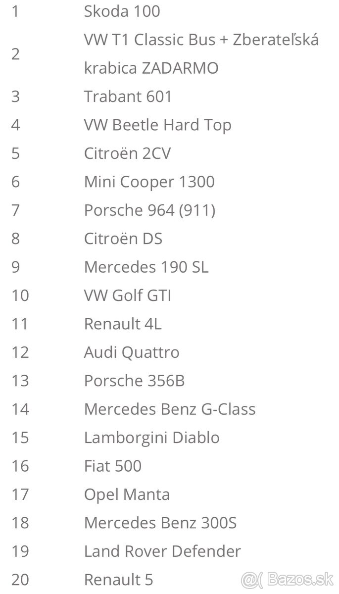 Zberateľská edícia Slávne autá 40ks áut - 2