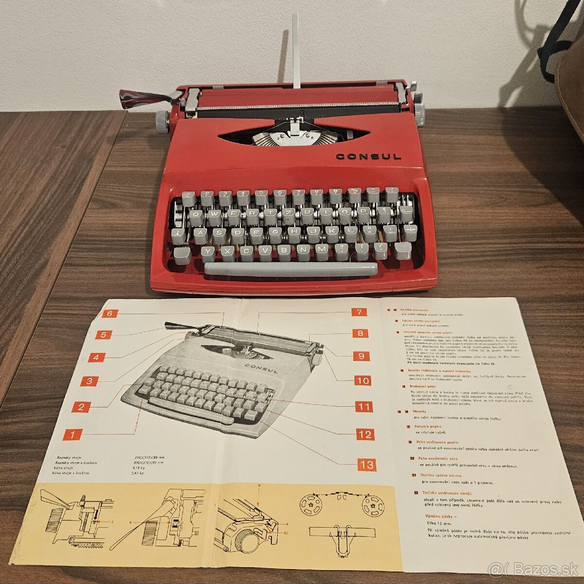 Kufrikový písací stroj Consul 231.3 po servise - 2