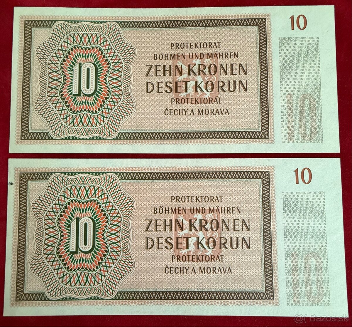 Československé postupky UNC čísla za sebou - 2