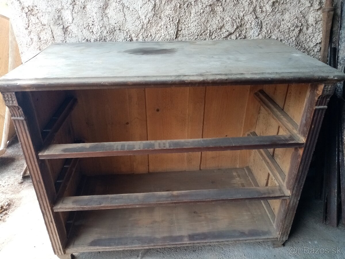 Starožitná komoda, zrkadlová skrinka - 2