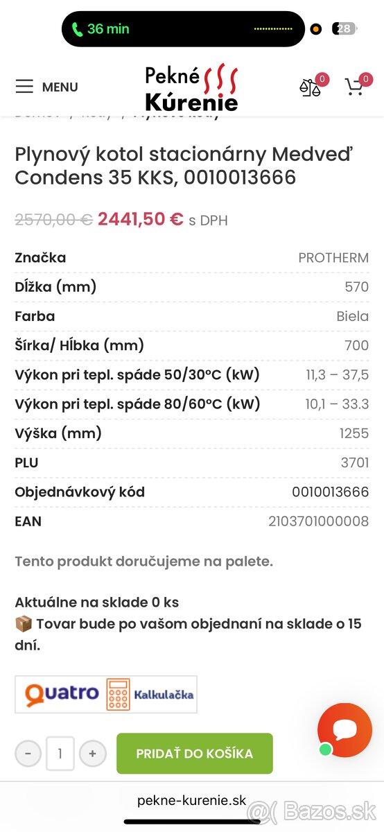 Plynový kotol stacionárny Medveď Condens 35 KKS - 2
