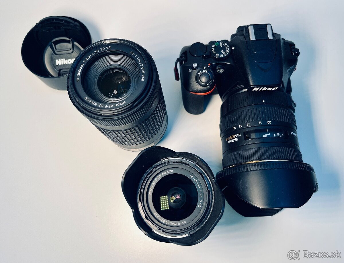 Zrcadlovka Nikon D3500, 18-55 AF-P, 70-300 AF-P, 10-20 F3.5 - 2