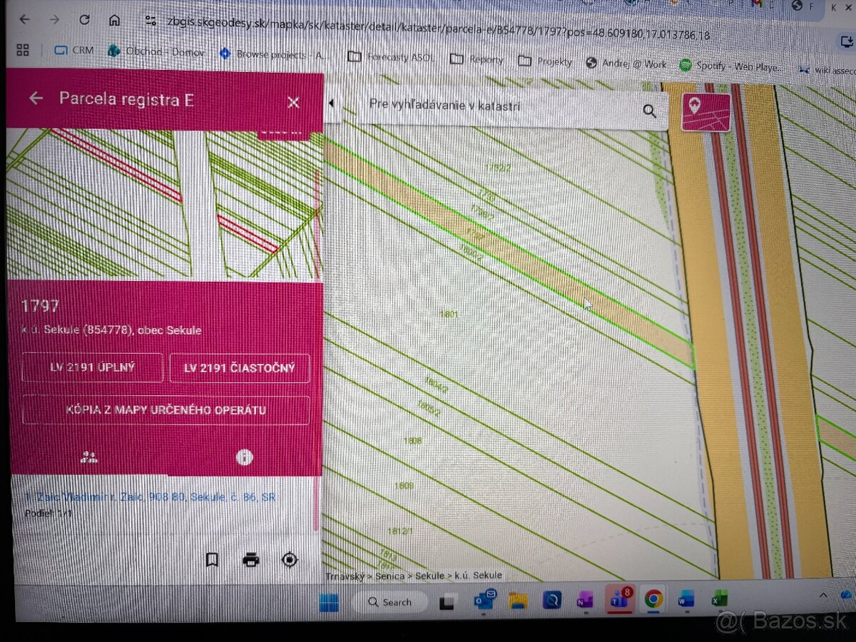 PREDAJ POZEMKOV -k.u. Sekule (LV č.2191 - 2