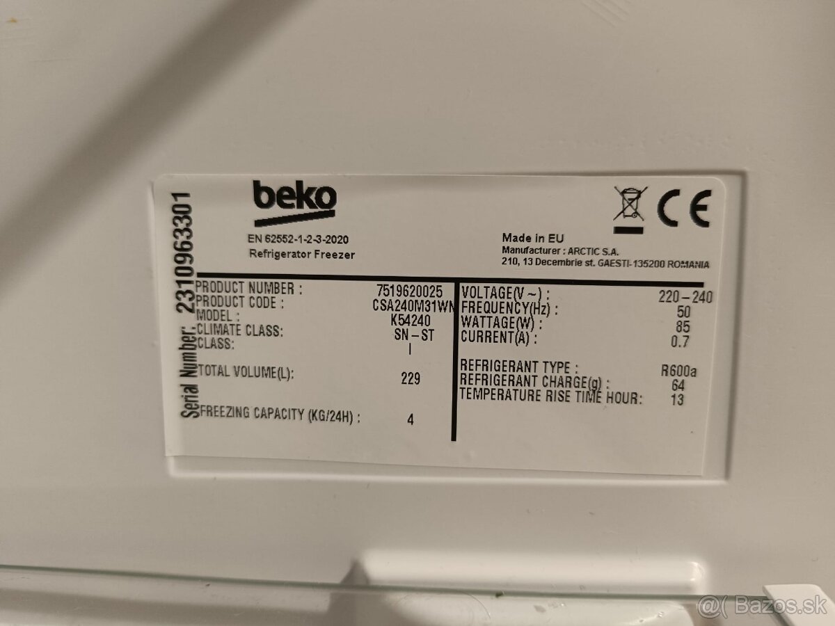 Chladnička s mrazničkou Beko - 2