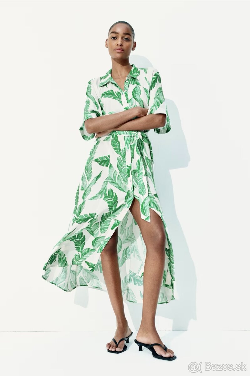 Košeľové šaty H&M so zaväzovacím opaskom,XS - 34 a M - 38 - 2