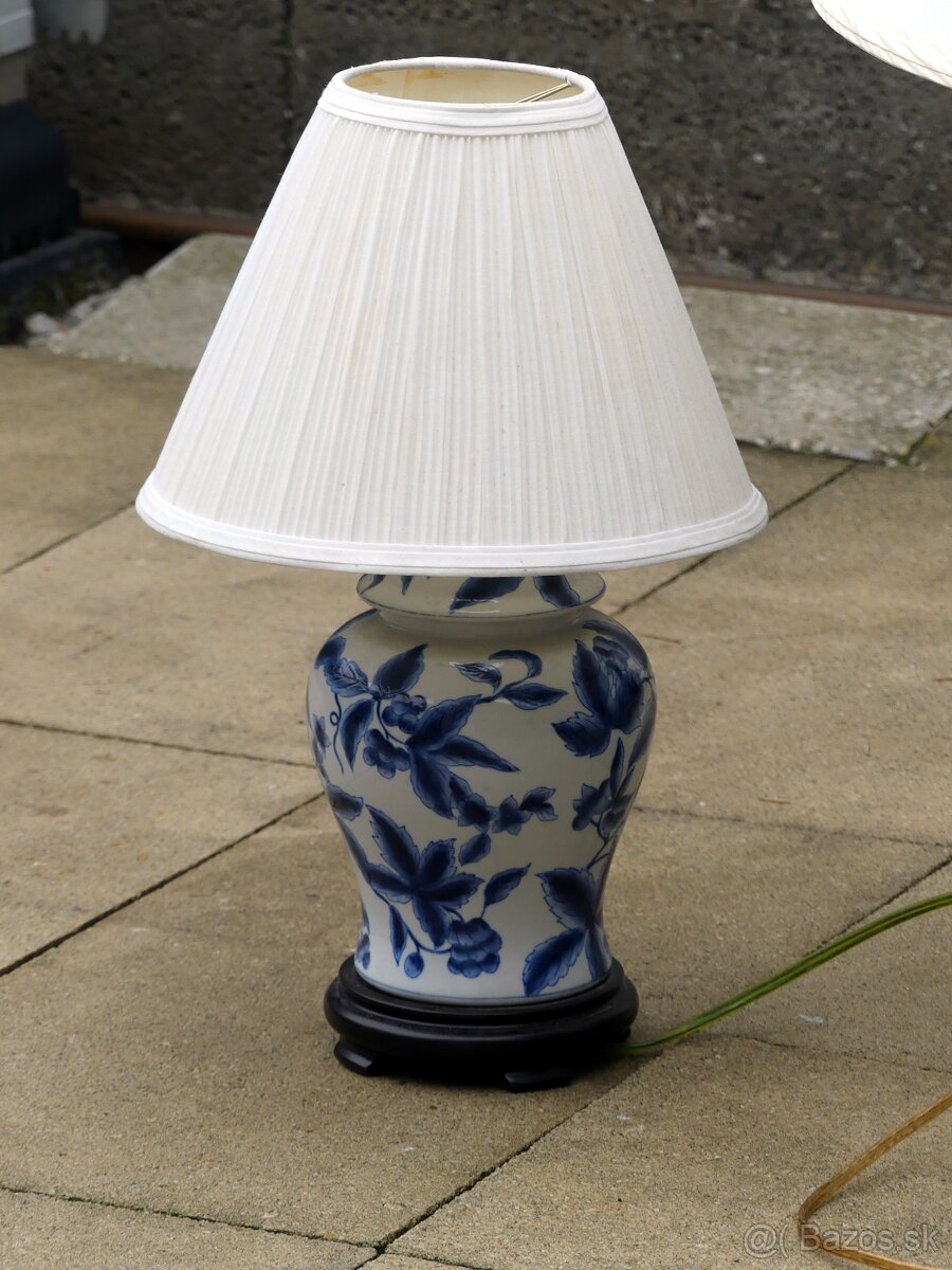 Modro-biele porcelánove stolove lampy 2x vacsia, 2x mensia - 2