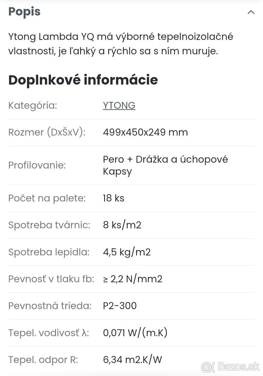 Predám Ytong lambda 450mm - 2