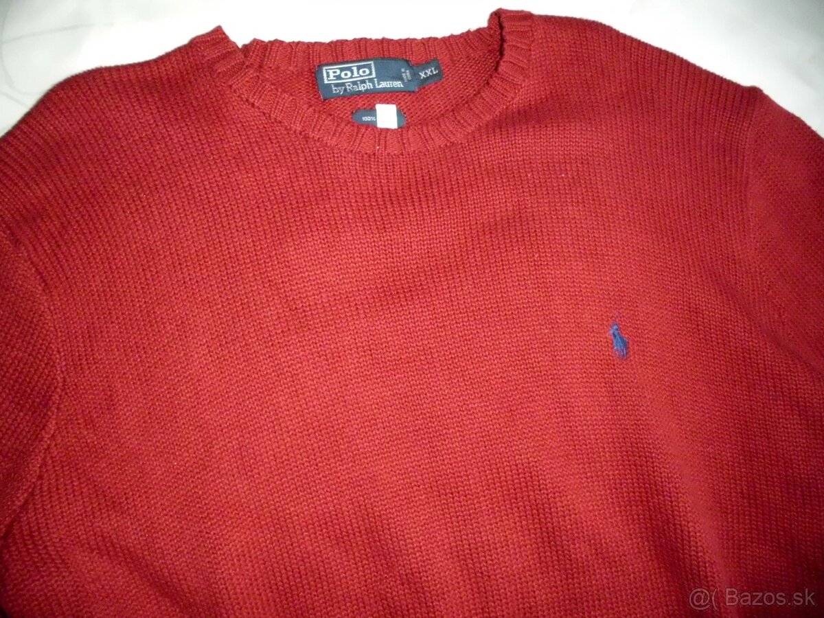 Ralph Lauren pánsky sveter tmavo červený 2XL - 2