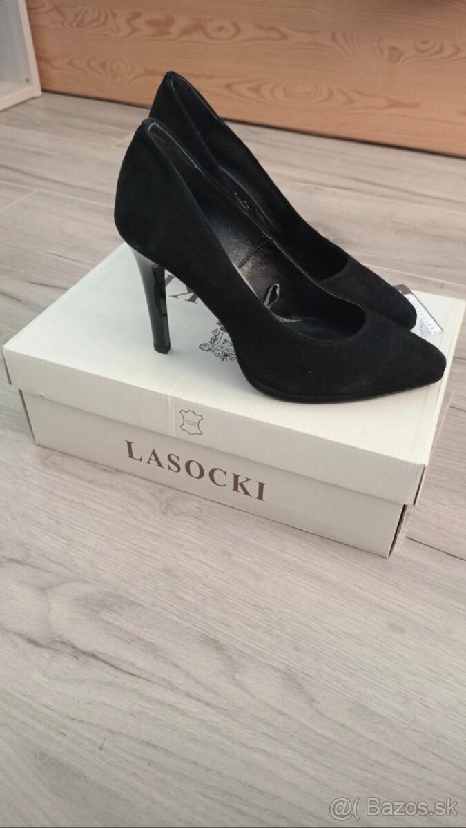 Čierne kožené lodičky - 2