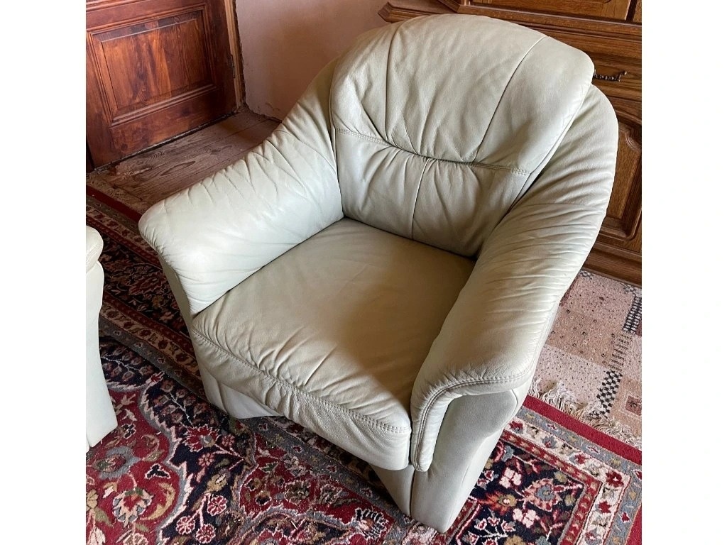 Luxusní kožená sedací souprava 3+1+taburet, 1900 - 2