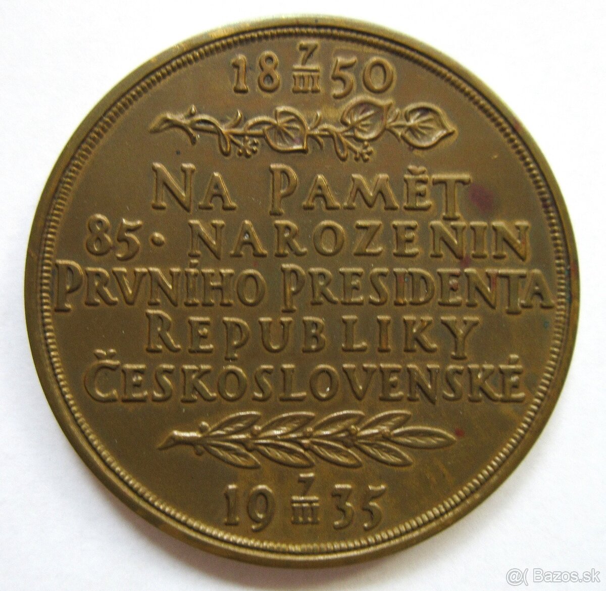 stará medaila Tomáš Garyk Masaryk 1935 - 2