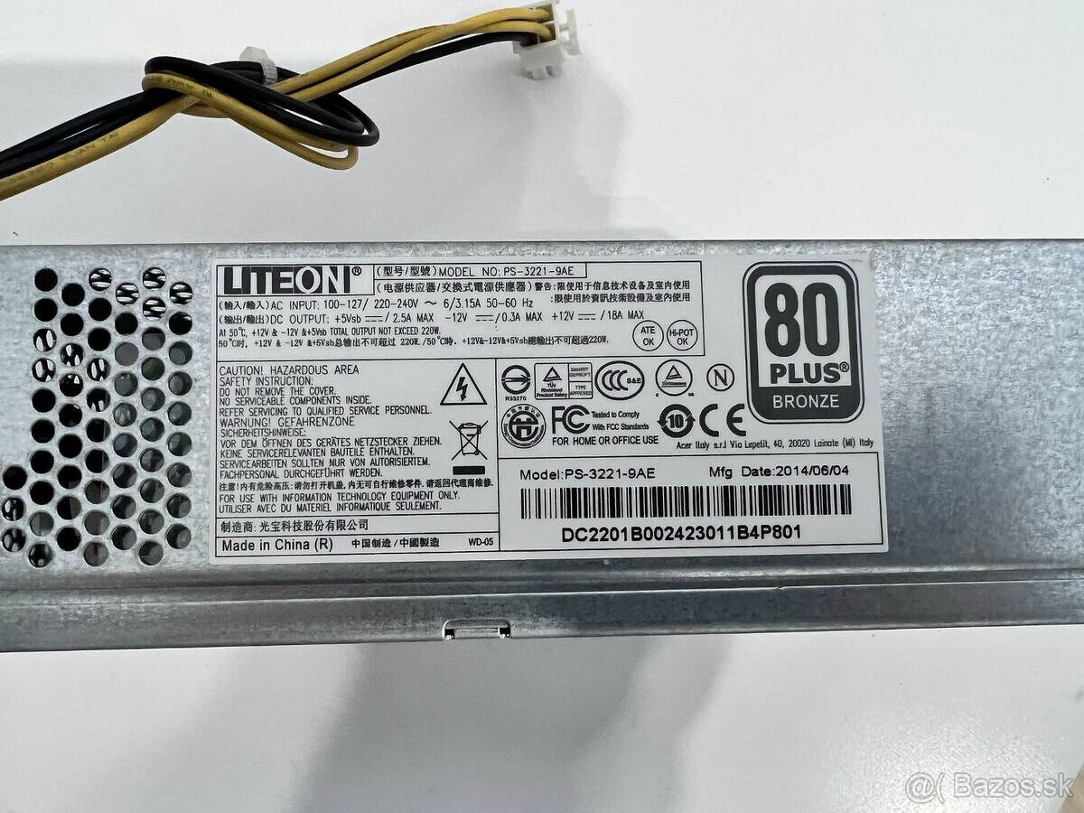 Predám použitý zdroj do počítača Acer Veriton X6630G 220W. - 2