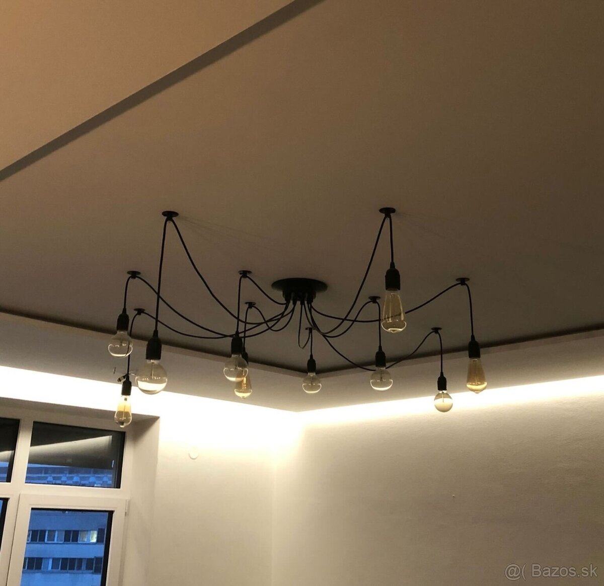 Luster čierny+10 Osram Edison žiaroviek LED, voliteľné umies - 2