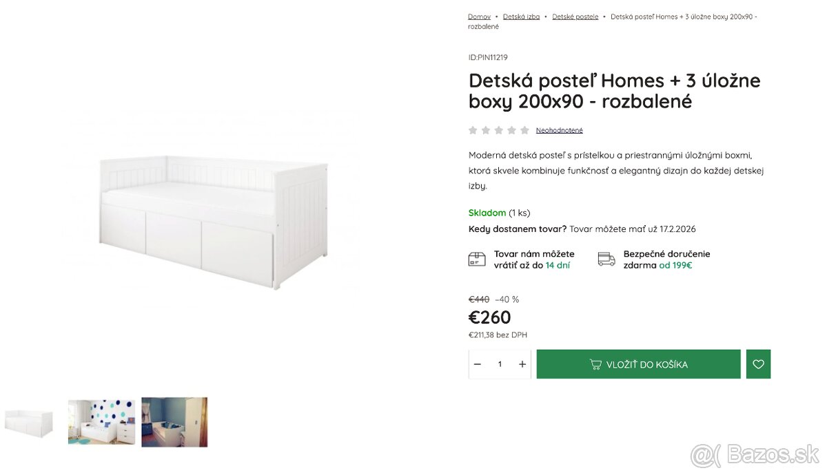 Detská posteľ Homes + 3 úložne boxy 200x90 - 2