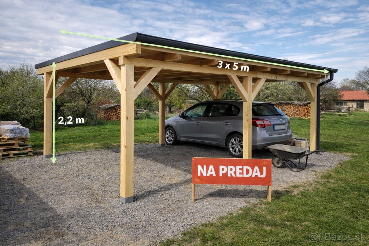 Prístrešok na auto / altánok – masívna drevená konštrukcia - 2