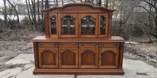 Rustikálna dlhá komoda s vitrínou - 2