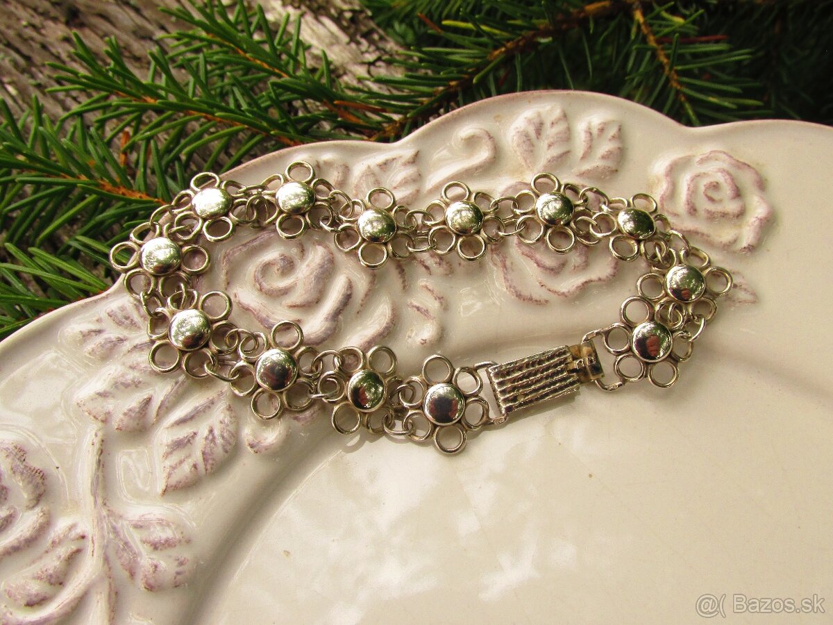 Starý dámsky strieborný náramok, Ag 900 - 2