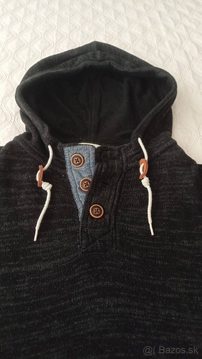 Pánsky modrý bavlnený sveter s kapucňou H&M – L - 2