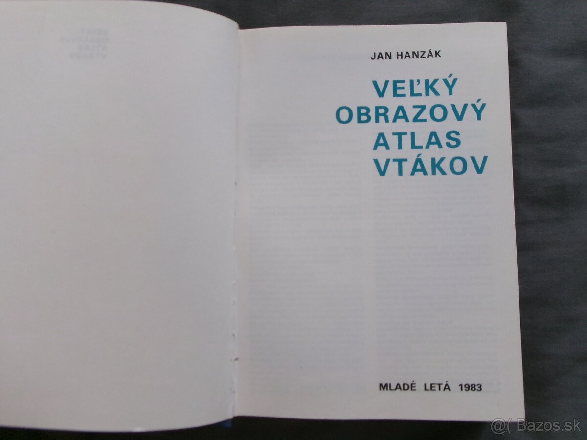 Veľký obrazový atlas vtákov - Jan Hanzák. - 2