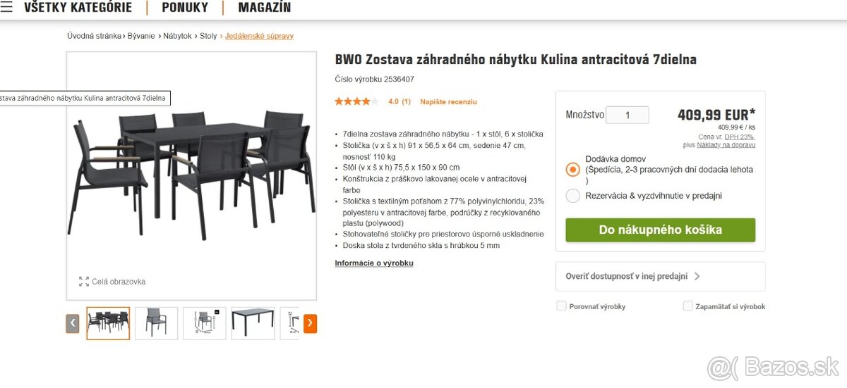 Predám záhradnú súpravu- 6 miest - 2