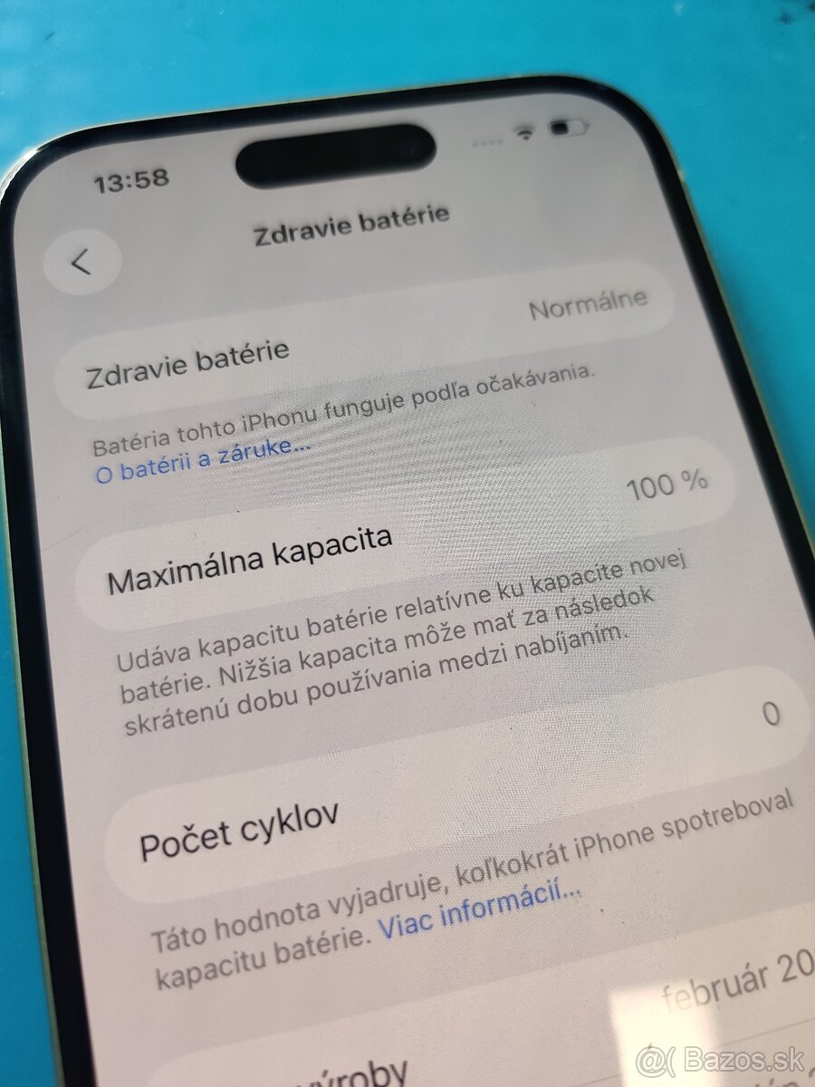 Apple iPhone 15 128GB zelená 100% batéria - 2