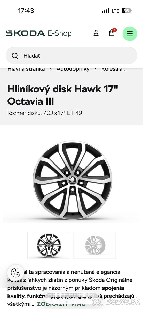 elektrony Hawk 17" + pneu octavia III - 2
