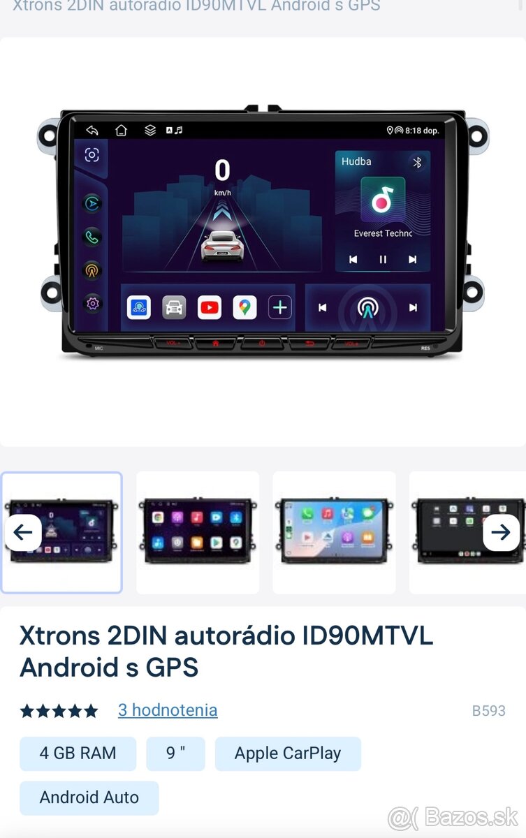 ✅ Carplay 9” XTRONS Autorádio Android - 2
