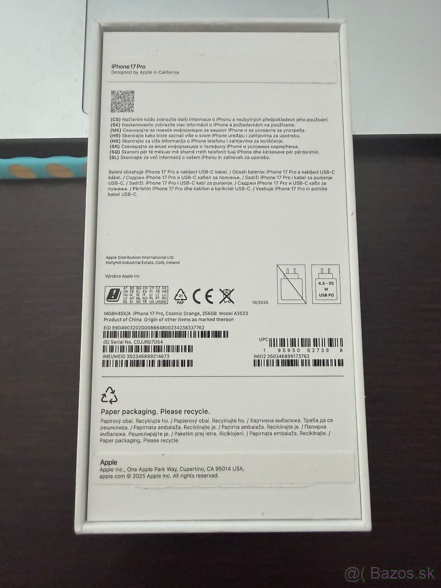 Predám Apple iPhone 17pro Cosmic Orange 256GB - 2