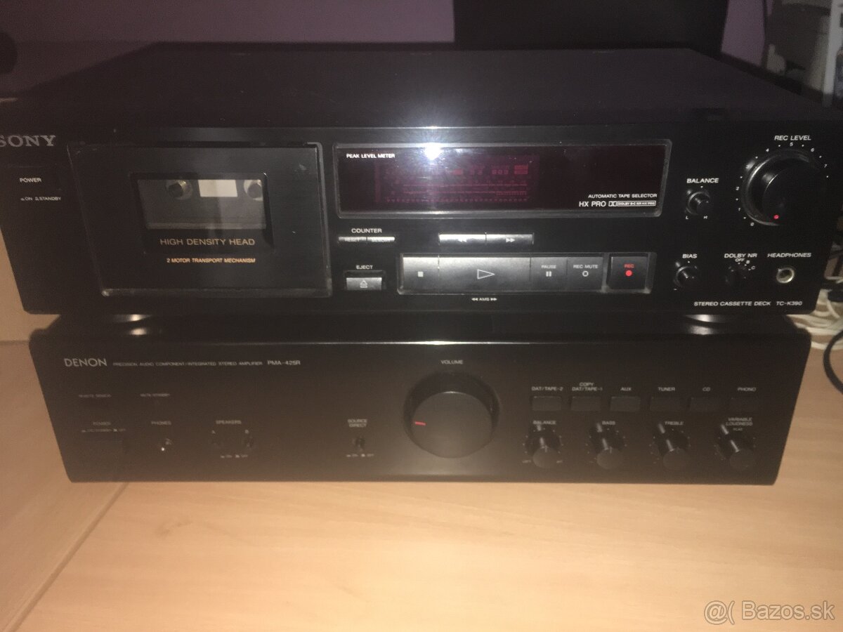 Sony TC-K390 tape deck a Denon zosilovač - 2