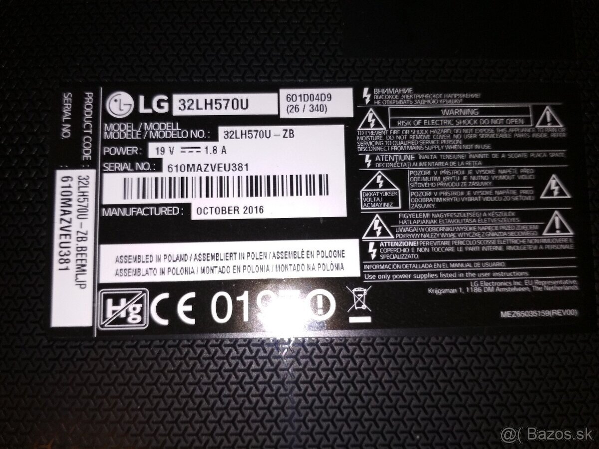 Rozpredam TV LG 32LH570U - 2
