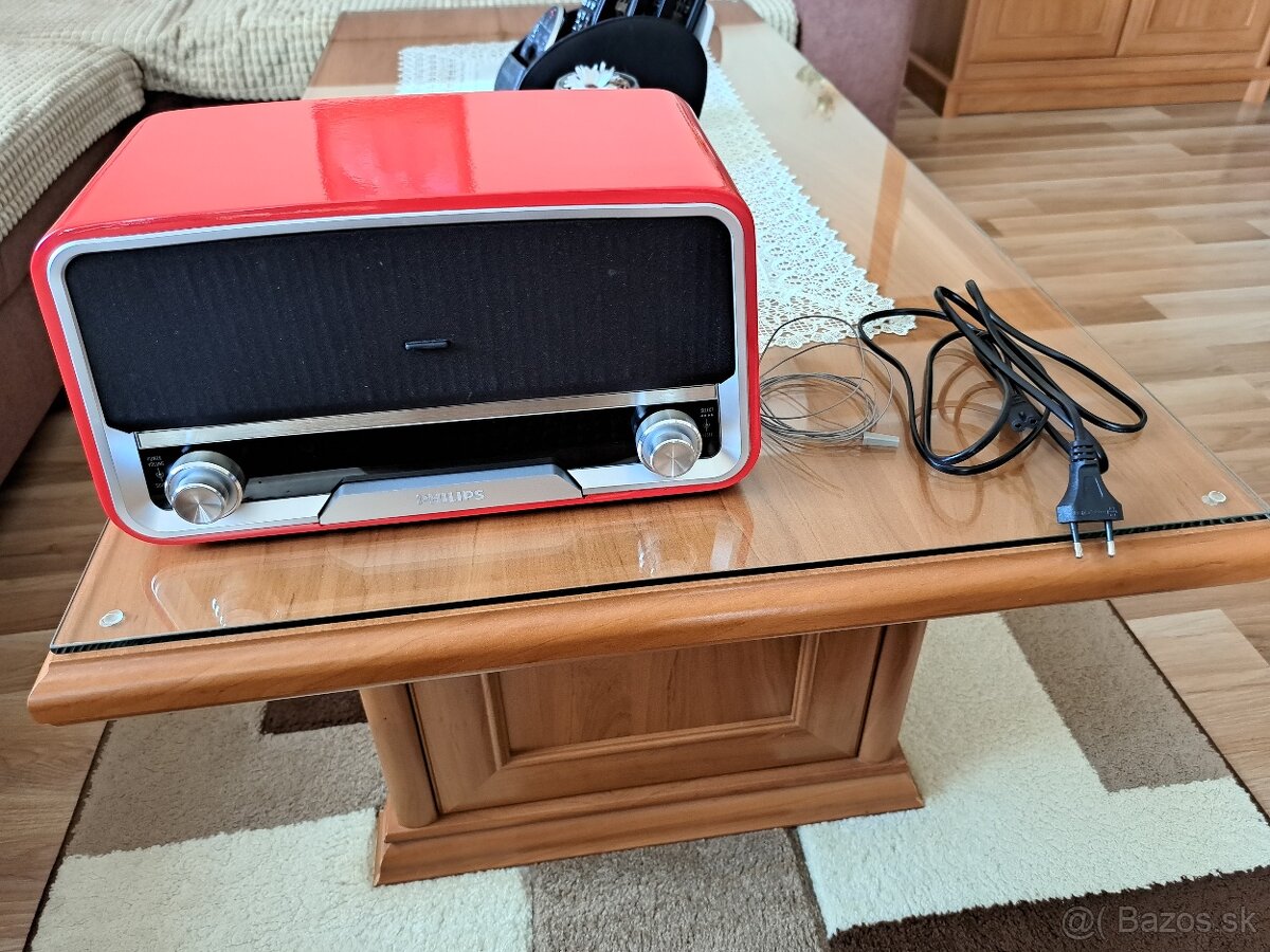Rádio Philips ORD7100R/00, červená farba, "retro" - 2