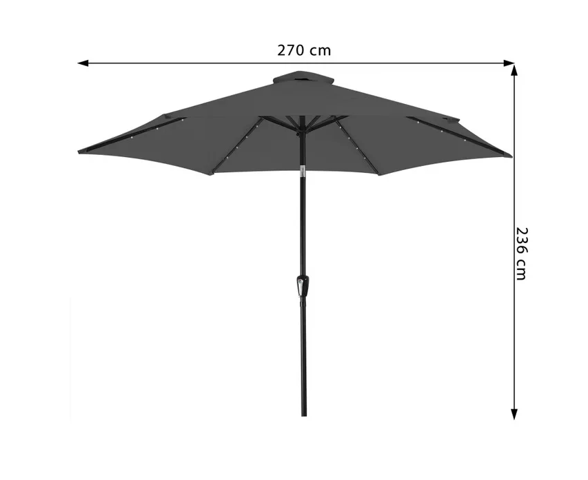 LED slnečník Miami Ø270 cm - antracit - naklápací s krytom - 2