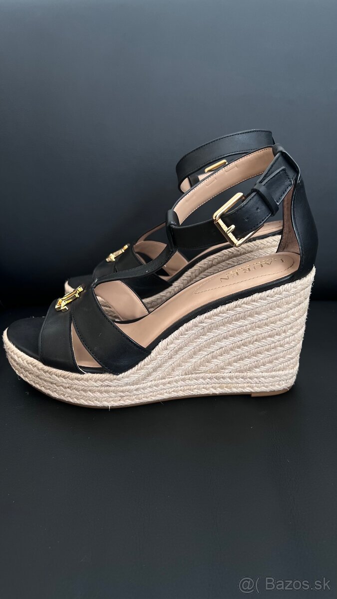 Ralph Lauren kožené sandále na podpätku - 2